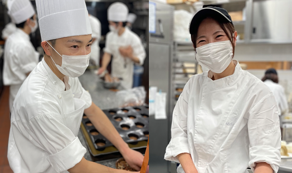「エーグルドゥース」スーシェフ内海胤城さんと「リョウラ」スーシェフ浅野実穂さん